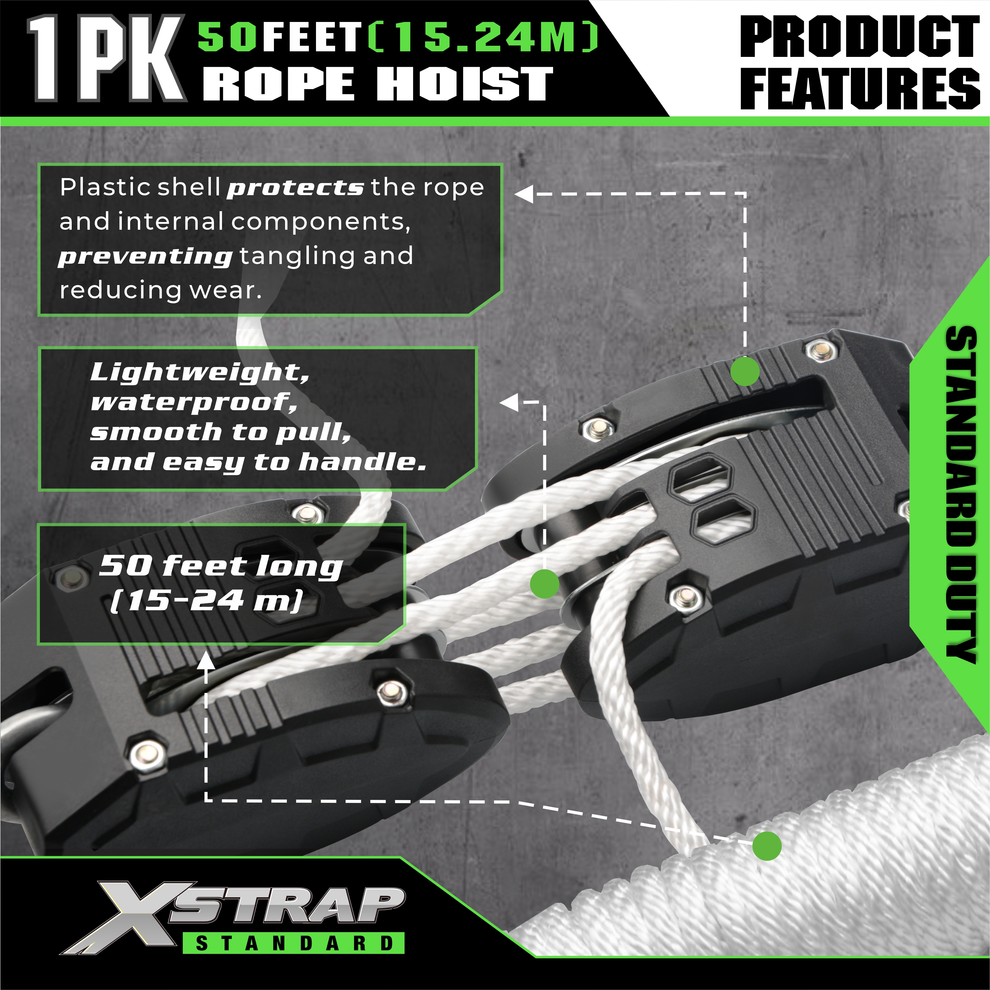 XSTRAP AHLT0003 Hvitt tauløfterskivesystem 1000LB kapasitet