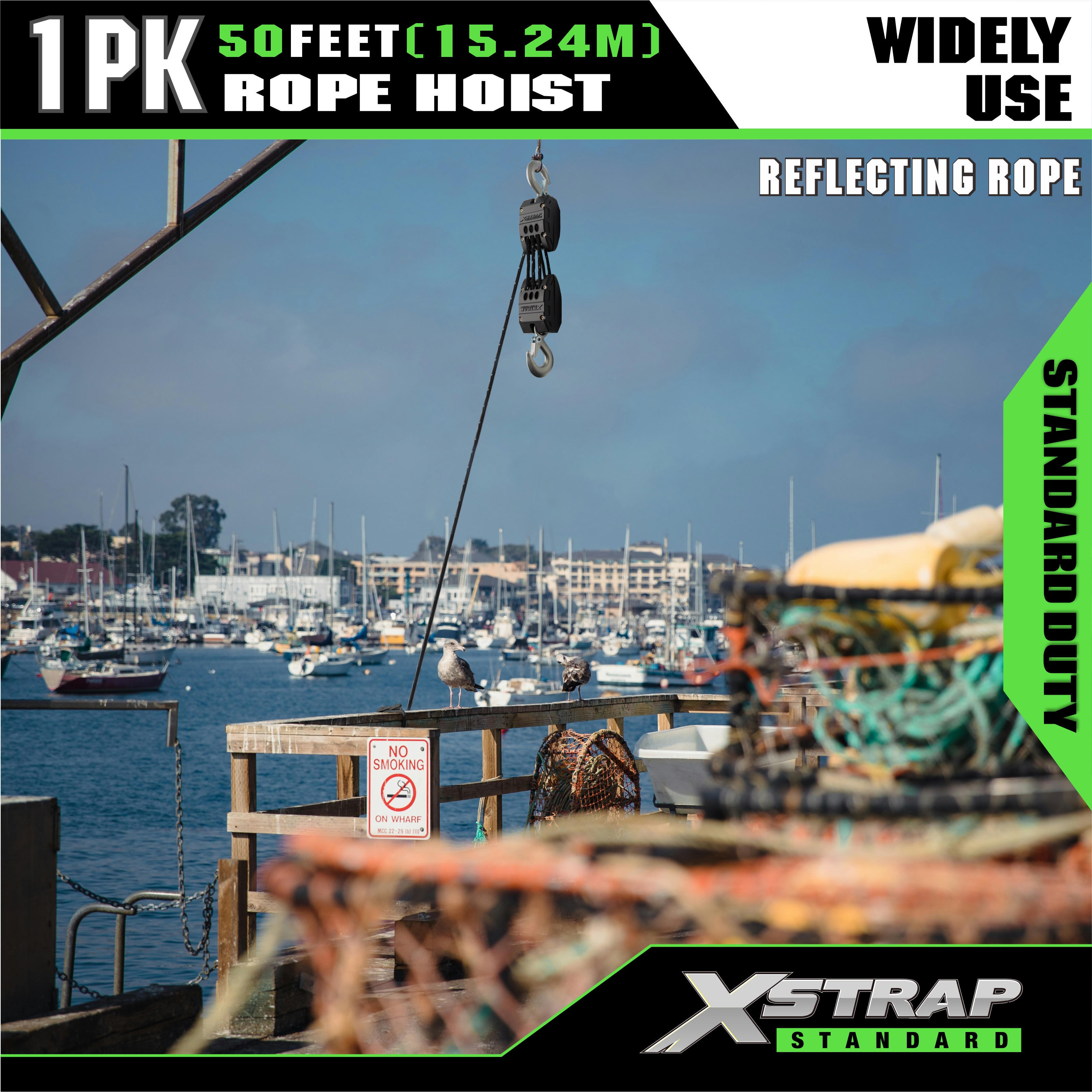 XSTRAP AHLT0003-reflekterende svart tauløfterskivesystem 1000LB