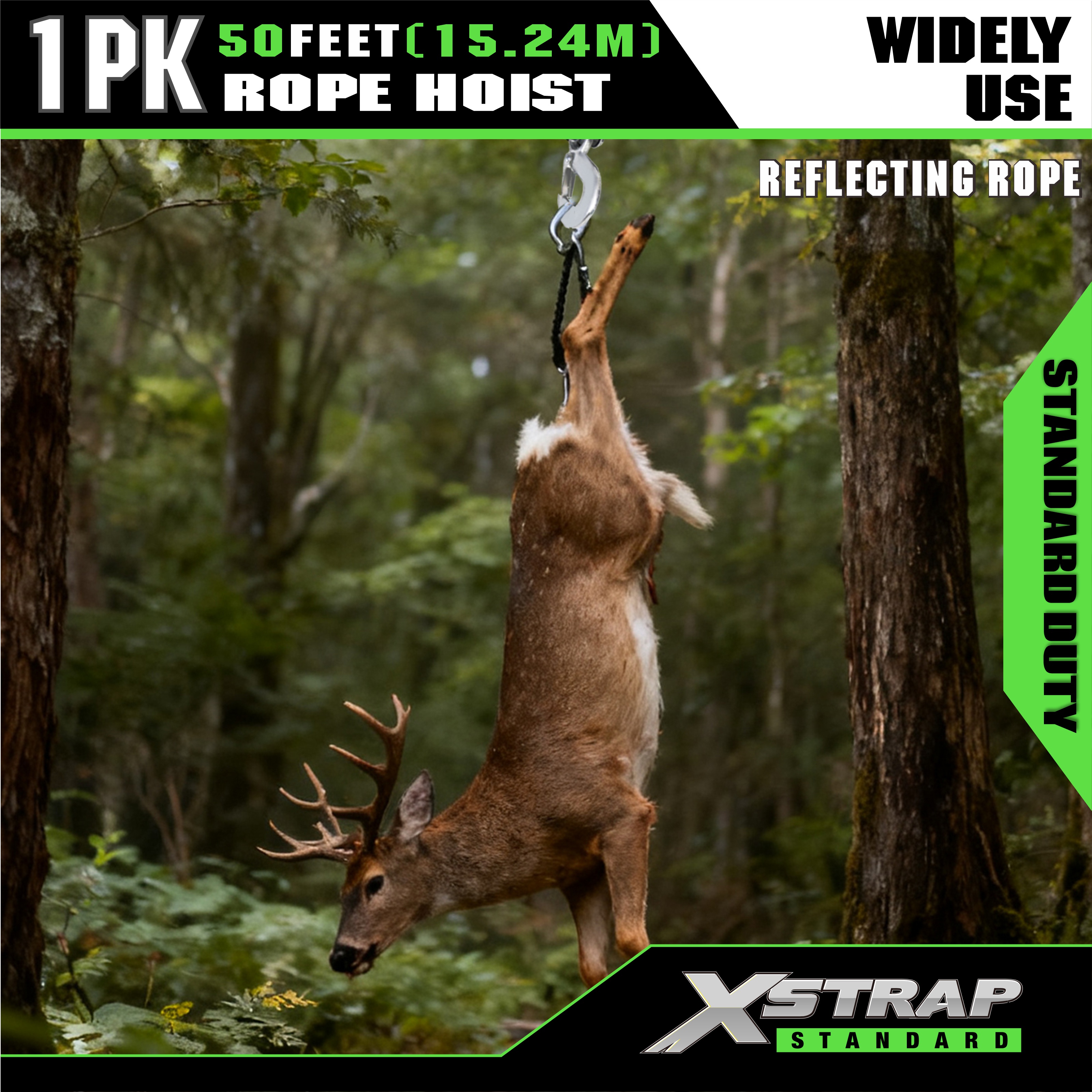 XSTRAP AHLT0003-reflekterende svart tauløfterskivesystem 1000LB