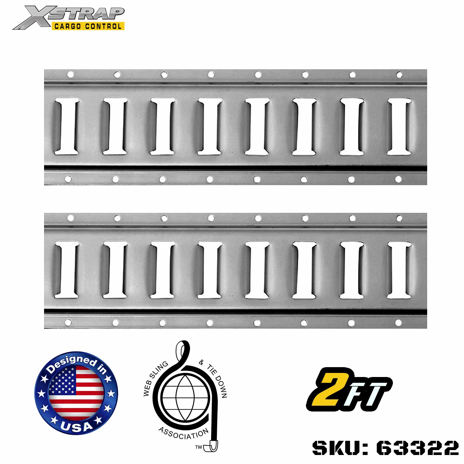 Xstrap 63322 2' Series E Logistic Track-laget med høykvalitets 12-gauge stål 6000LBS